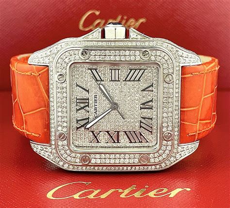 cartier santos 100 xl iced out replica|cartier santos 100 caseback.